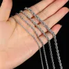 Colar de corrente de corda de aço inoxidável colar de gargantilha impermeabilizada homens mulheres torce jóias de hip hop 316l Silver Chains Gifts 18-24 polegadas