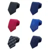 Bow Ties Fashion 8cm Mens Neslips Silk For Man Black Geometric Striped Mönstrad Ascot Cravat Wedding Party Tjock Long Yuv08