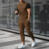 Hommes Survêtements D'été Pantalon Ensemble Sportwear 3D Imprimer Stripe À Manches Courtes T ShirtLong Pantalon 2 Pièce Hommes Vêtements 230516