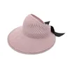 Breite Krempe Hüte 2023 Frauen Roll Up Sonnenblende Strohhut Sommer Große Strand Faltbare Packbare UV-Schutz Kappe
