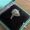 Bagues de grappe Bague de mode Forme de poire coupée 5A Zircon Cz 925 Argent sterling Fiançailles Mariage Sz 5-11 Cadeau