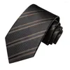 Bow Ties 2023 Luxury Striped Black 8.5cm Business For Men Silk Jacquard Woven Mens Slitte Brosch Cufflink Hanky ​​Set Hi-Tie Designer