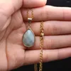 Chains Geometric Natural Semi Precious Stones Amazonian Aura Healing Gemstone Small Pendant Necklace Jewelry Accessories Gifts