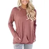 Blouzen voor dames shirts 2023 mode vrouwen zomerzak lange mouw shirt dames rond nek losse casual vaste tee shirts top p230517