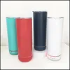 Other Drinkware Straight Sublimation White Music Tumbler 500Ml Stainless Steel Water Bottle With Speaker Outdoor Portable Cup Drop D Dhvbb