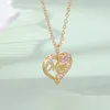 Kedjor 1pc hjärta zirkon kärleksbrev mamma pendent halsband min blommor charm gåva smycken mor dag