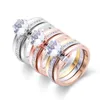 Anneaux de mariage FYSARA Acier Inoxydable Trois Couleurs Cambrée Bague Zircon Cristal Bijoux Pour Fille Cadeau En Gros Femmes Fiançailles