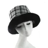 Beretten Designer Winterbont emmer hoed vrouwen elegante geruite visserijpet panama visser gorros