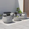 Camp Furniture Tatta 4 Pieces Textilene Rope Woven Outdoor Sectional Sofa Set With Round Coffee Table