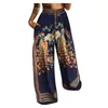 Pantalones de mujer Capris Estilo bohemio Sueltos de pierna ancha Mujeres Vintage Phoenix Impreso Casual Mediados de cintura elástica Monos Hawaii Pantalones de playa