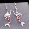 Kolczyki Dangle Kongmoon Red Fire Opal Opal Srebrna biżuteria dla kobiet Drop