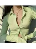 Bluzki damskie houzhou y2k vintage zielone koszule w kratę kobiety elegancka moda sprawdzona bluzka bluzka egirl estetyka seksowna guzika upa