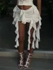 Saias wsevypo bobo tassel fada mini 2023 verão feminino médio na cintura corporcão skirt skirt skirt de rua de boate de boate
