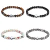 6mm Natural Stone Handmade Cross Beaded Strands Charm Bracelets Party Club Elastic Jewelry For Men Women