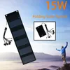 Bolsa dobrável de painel solar portátil 15W 5V USB Bolsa de carregamento de telefone solar portátil dobrável 5 à prova d'água ao ar livre