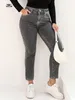 Pantaloni taglie forti da donna Jeans grigi taglie forti per donna Jeans mamma elasticizzati a vita alta Harem Jeans denim lavati a tutta lunghezza Jeans curvy Fit 100 Kg 230516