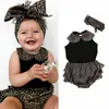 Set di abbigliamento Born Kid Baby Girl Clothes Pagliaccetto senza maniche Top Leopard PP Shorts Fascia per capelli Set da 3 pezzi