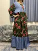 Etnik Giyim Afrika Kadın Dashiki Demin Kumaş Elbise Müslüman Maxi Robe Gevşek Uzun Kollu Kaftan Vestidos İslami