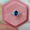 Band Rings Natural Sapphire Rings for Women Sterling Silver 925 Wedding Filled Women 2021 Couple Wedding Diamond Neckles Ring for Jewelry J230517