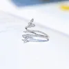 Wedding Rings Fashion Double Butterfly for Women Silver Clear Zircon Lab Diamond Engagement Gift Jewelry Wholesale 230517