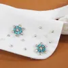 Bow Ties 2023 Women Neck Tie Rhinestone Pearl Bead Button Neckline Fake Collar Elegant Cotton Detachable False Removable Lapel Top
