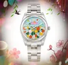 Popolare Premium Flowers Colorful Skeleton Dial Orologi 41mm 36mm 31mm Movimento meccanico automatico Orologio in acciaio inossidabile 904L Donna Uomo orologio perpetuo