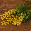 Dekorative Blumen, 5 Gabeln, künstliche Akazie, künstliches Gelb, Weiß, Mimosenspray, Kirschfruchtzweig, Hochzeit, Zuhause, Tischdekoration