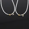 Mode lettre initiale coeur pendentif collier femmes Simple 3mm Imitation perle perle colliers pour femmes bijoux cadeau 50 cm