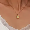 Pendant Necklaces High Quality Waterproof Tarnish Free Jewelry Turquoise Sun Rectangular For Women 18K Gold Plated Accessories