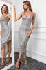 Silvery V Neck Bodycon cekin sukienka 2023 gorące nowe u9ti#