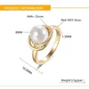 Band Rings Dowi S925 Big Pearls 18K-Gold-Plated Color Hollow Apprideration Design Finger Luxury Rings for Women Party Gift J230517