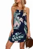 Palm Tree Leaf Print Navy Dress sem mangas 2023 quente novo Z7et#