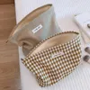 Cosmetic Bags Casual Bag For Women Cotton Plaid Cosmetics Organizer Large Lady Toilet Makeup Kit Beauty Tool Make Up Brush Case