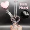 9 "Pink Love Heart Form Glass Bong Reting Bong Hosah Bong Water Pipe 14mm Man Bubbler Heady Oil Dab Rigs Birdcage Percolator Shisha Pipe