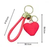 Nyckelringar Handgjorda Braid Leather Woven Rope Keychain Wth Heart Pendant Wrist Par Key Chain Car Holderare