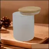 Bicchieri Sublimazione fai da te Bicchiere da 6 once Lattina di vetro con coperchio in bambù Candela Vaso Contenitore per alimenti Contenitore trasparente satinato Forniture per la cucina domestica Dhpie