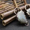 Pendant Necklaces Natural Quartz Irregular Raw Grey Moonstone Labradorites Crystal Stone Pendants Pendulum Women Birthday Gift