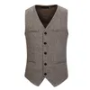 Mäns västar ullsillbens tweed kostym VEST MÄN 2023 Märke Single Breasted Waistcoat Business Casual Wedding Mens Chaleco Hombre