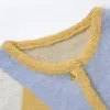 レディースニット甘い黄色のダイヤモンドモヘアウールルーズカジュアルショートニットセーター2023秋Oネックカーディガンの女性服