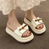 Terlik Kadın Bow Platform Flats Ayakkabılar Yaz Sandalet Tasarımcısı Sıradan Flip Flops Plaj Yürüyüş Slingback Slaytlar