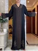 Vestidos étnicos vestidos africanos para mulheres outono de manga longa preto decote em V abaya abaya Robes africanos Ramadã Diamantes de oração islâmica 230517
