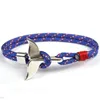 Classic Design Colorful Paracord Link Whale Tail Charm Bracelet Handmade Jewelry for Wholesale