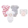 Set di abbigliamento Kavkas Summer Baby Girls Clothes Pagliaccetto con bavaglini Tuta per neonato in cotone per bambini Tuta per Born