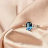Cluster Rings London Blue Topaz Stone Ring for Women's Lives Simple and Stylish S925 Silver Plated Gold Premium Feel