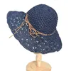 Cappelli a tesa larga Cappello da sole in paglia da donna Classico piatto da spiaggia Protezione estiva Stile floscio Panama ripiegabile arrotolato