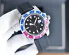 Casual horloges Originele automatische uurwerken Rubberen band Eerste kwaliteit Saffierspiegel Herenhorloge Kleurrijke diamanten decoratie horlogekast