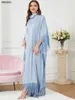 Etnische kleding Abaya Moslimvrouwen Tassel Batwing Sleeve jurk Turtleneck Casual losse oversized onregelmatige zoom Robe Marokkaanse Caftan Ramadan 230517