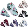 Bow Ties Ricnais Cotton 6cm Slim Pocket Square Slips Set Red Bule Floral Print handduk för män Party Skinny Neck Tie