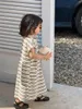 Mädchen Kleider Kinder Kleidung Mädchen T Shirt Kleid Koreanischen Stil 2023 Frühling Sommer Sommerkleid Gestrickte Gestreifte Ärmellose Casual