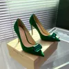 Gianvito Rossi105mm stilettpumps Stor kristalldekoration Brudskor spetsiga tår stilett Klackar pumpar klackar kvinnor Lyxdesigners klänningsko för fest